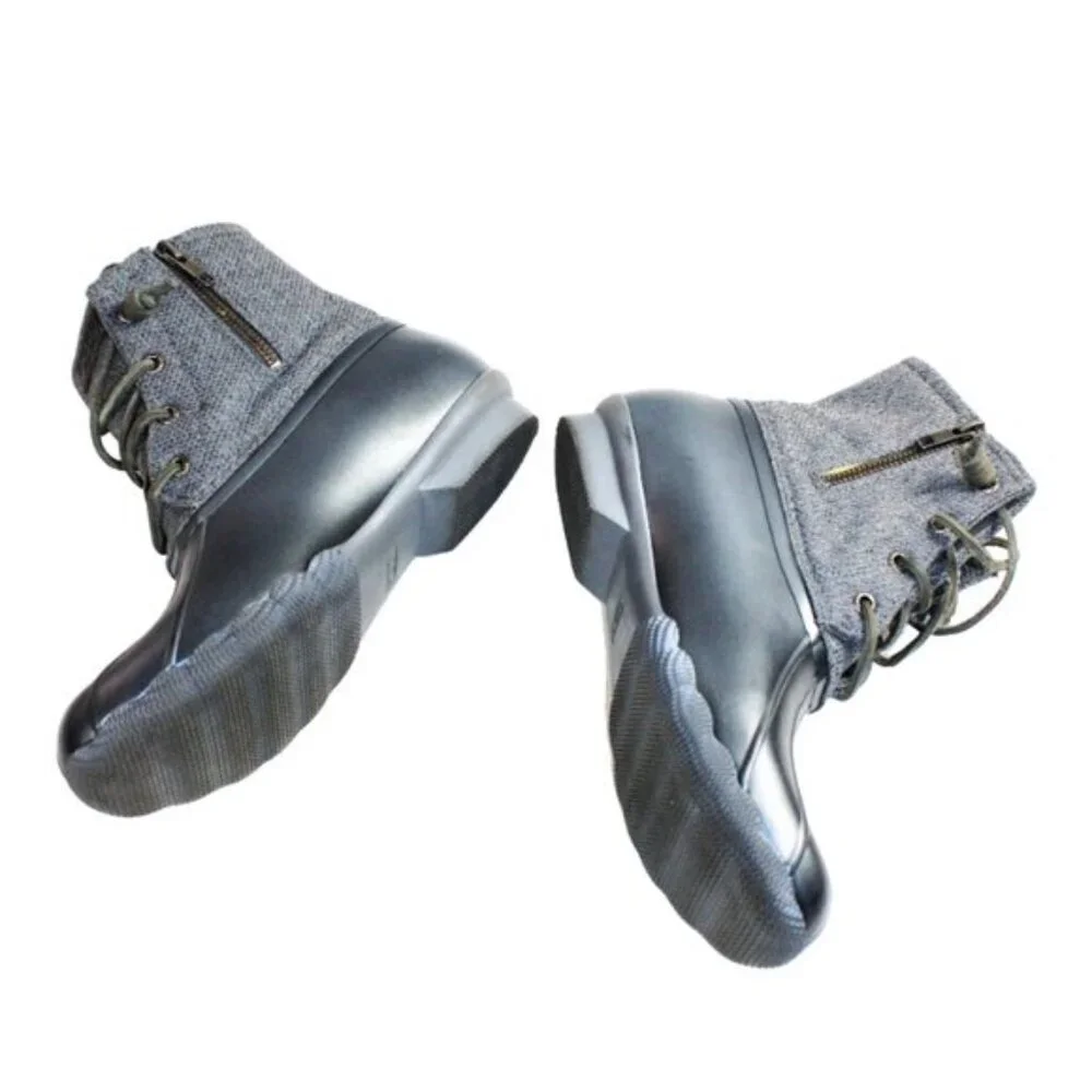 Sperry Syren Two Tone Gray Twill Graphite Gulf Duck Boot, Size 9